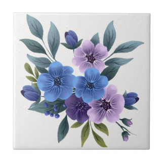 Elegante lila Wasserfarbe Wisteria blaue Blüten  Fliese
