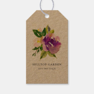 Elegante Lila Wasserfarben-florale Kraft-Preis-Tag Geschenkanhänger