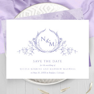 Elegante Lila Wasserfarbenmonogramm-Hochzeit Save The Date