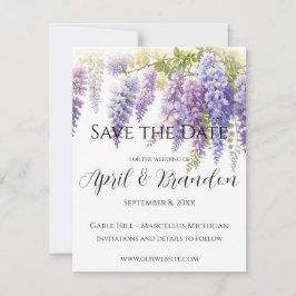 Elegante, lila Wasserfarbenwisteria Save The Date