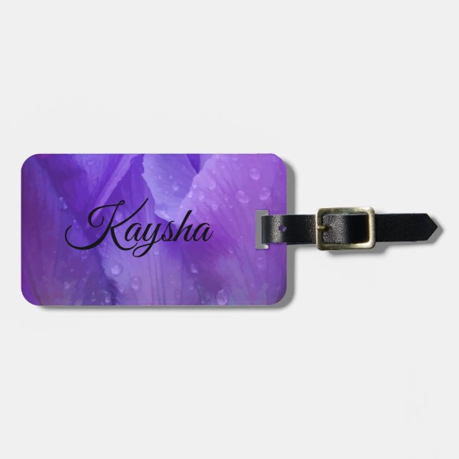 Elegante lila Watercolor-Tulpe-Fotografie Gepäckanhänger (Vorderseite horizontal)