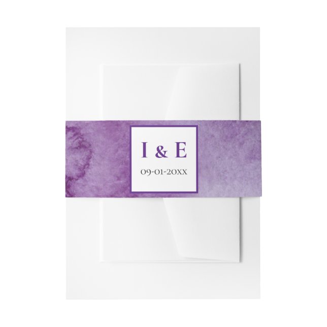 Elegante Lila Watercolor Wash Hochzeit Einladung Einladungsbanderole (Vorderseite Beispiel)