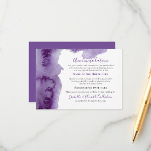 Elegante Lila Watercolor Wash Unterkunft Begleitkarte