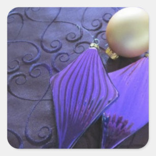 Elegante Lila Weihnachtsdekorationen Quadratischer Aufkleber