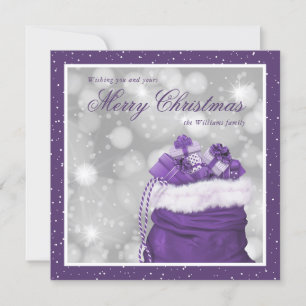 Elegante Lila Weihnachtskarten Feiertagskarte