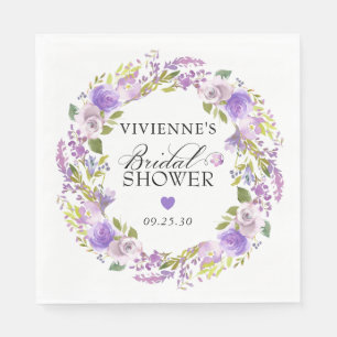 Elegante lila weiße Blumen-Brautparty Serviette