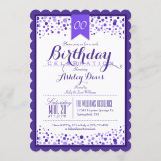 Elegante Lila, weiße Erwachsene oder junge Geburts Einladung