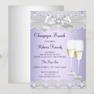 Elegante lila weiße Spitze Champagner Brunch Einla Einladung