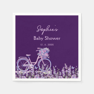 Elegante Lila Wildblume Bicycle Baby Dusche Serviette