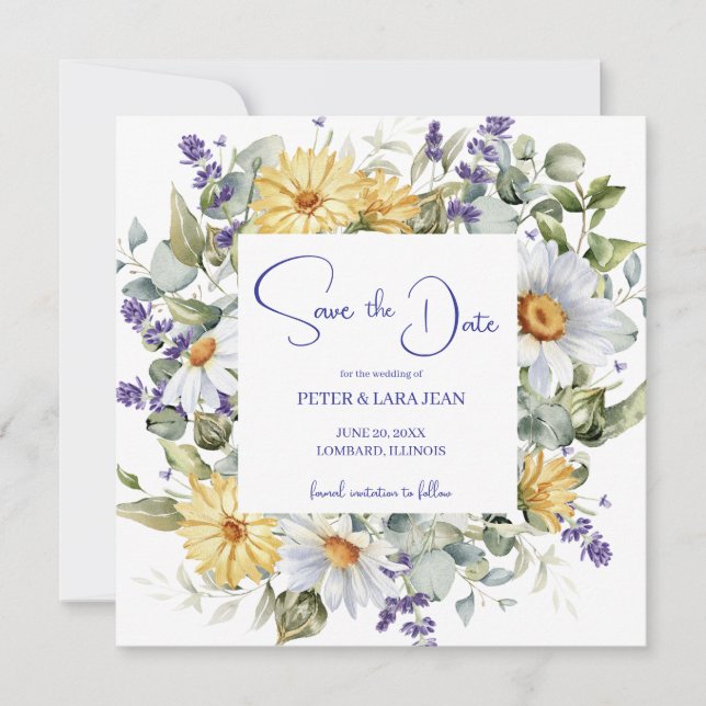 Elegante Lila Wildblume Hochzeit Save The Date (Vorderseite)