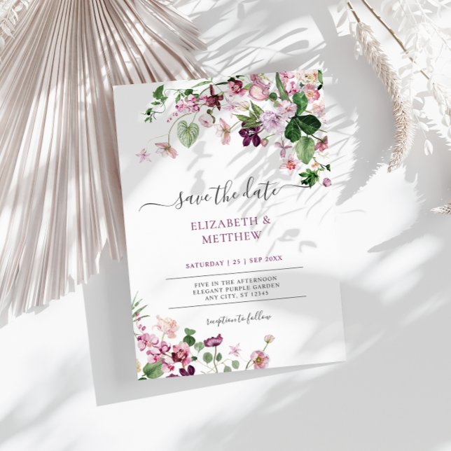 Elegante Lila Wildblumen Hochzeit Einladung (Von Creator hochgeladen)