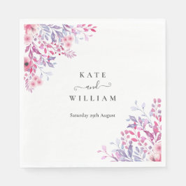 Elegante Lila Wildblumen Wasserfarbe Serviette