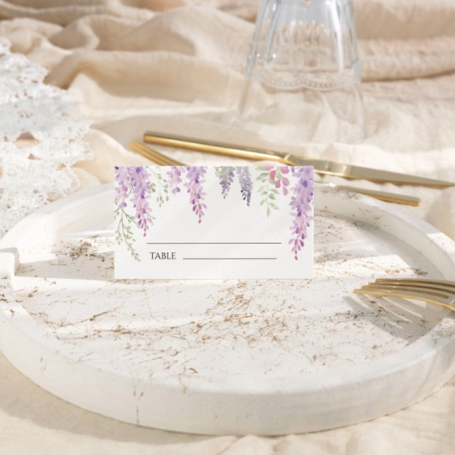 Elegante Lila Wisteria Blume Hochzeit Platzkarte (Von Creator hochgeladen)