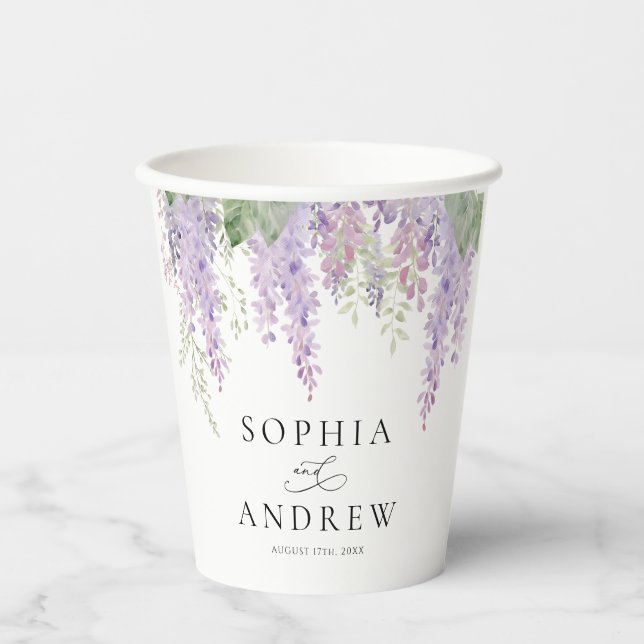 Elegante Lila Wisteria Blume Papier Cups Pappbecher (Vorderseite)
