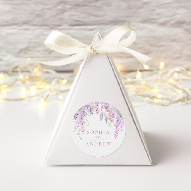 Elegante Lila Wisteria Blume Runder Aufkleber (Von Creator hochgeladen)