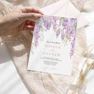 Elegante Lila Wisteria Blume Save the Date Einladung