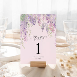 Elegante Lila Wisteria Blume Tischnummern 1