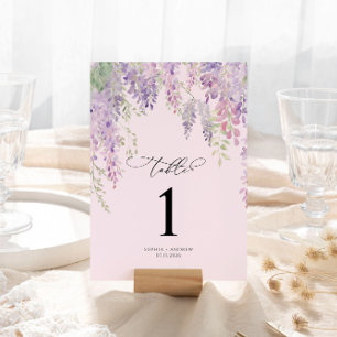 Elegante Lila Wisteria Blume Tischnummern 1