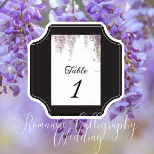 Elegante lila Wisteria-Hochzeit Tischnummer