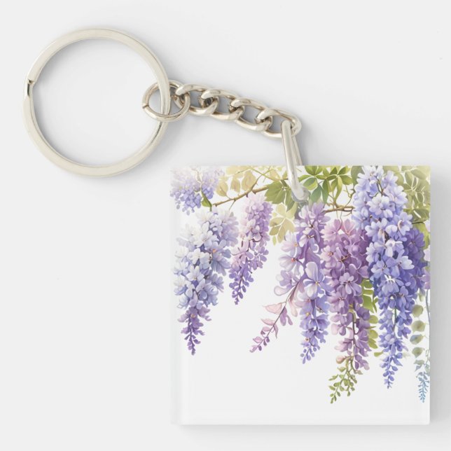 Elegante lila Wisteria lila Schlüsselanhänger (Vorderseite)