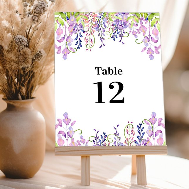 Elegante Lila Wisteria Tischnummer Card (Table Number Cards from my Purple Wisteria Quinceanera Collection)