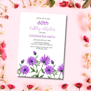 Elegante Lila Xeranthemum Floral Geburtstagsparty Einladung