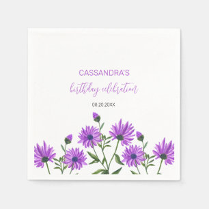 Elegante Lila Xeranthemum Floral Geburtstagsparty Serviette