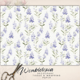 Elegante Lilac Blume Blau-Weiß-Blumendekoupage Seidenpapier