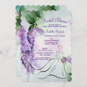 Elegante Lilac Blume Bridal Dusche Einladung