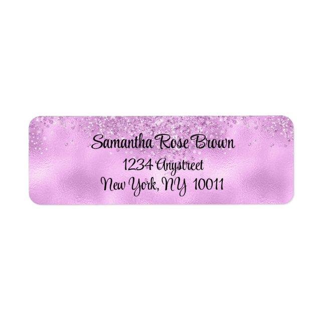 Elegante Lilac Glitzer & Foil-Rücksendeadresse (Vorne)