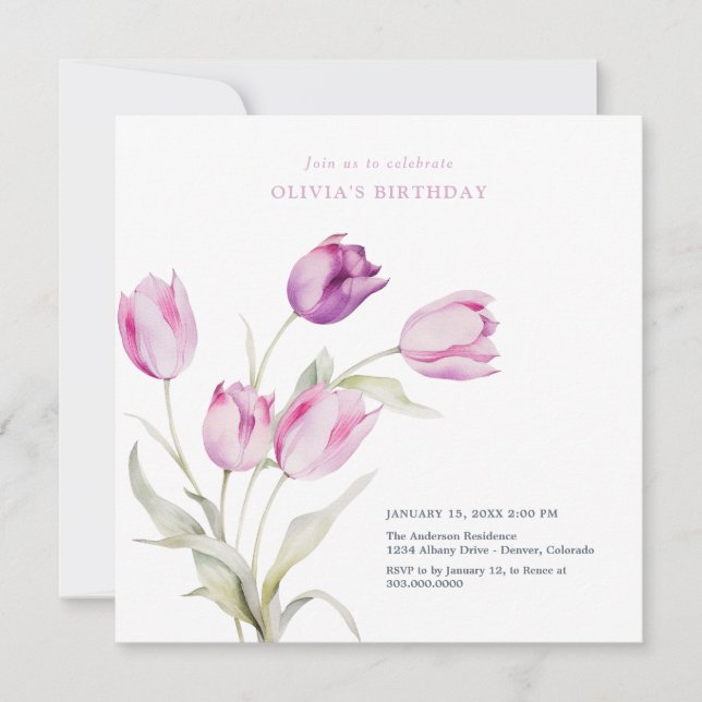 Elegante Lilac Lila Flora Traumstrecke Airolo - Gl Einladung (Vorderseite)