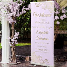 Elegante Lilac Lila & Gold Lacy Wedding Willkommen