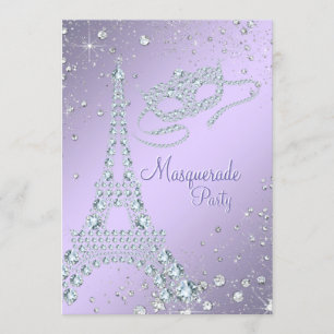 Elegante Lilac Lila Paris Masquerade Party Einladung