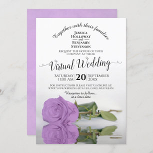 Elegante Lilac Lila Romantische Rose Virtual Weddi Einladung