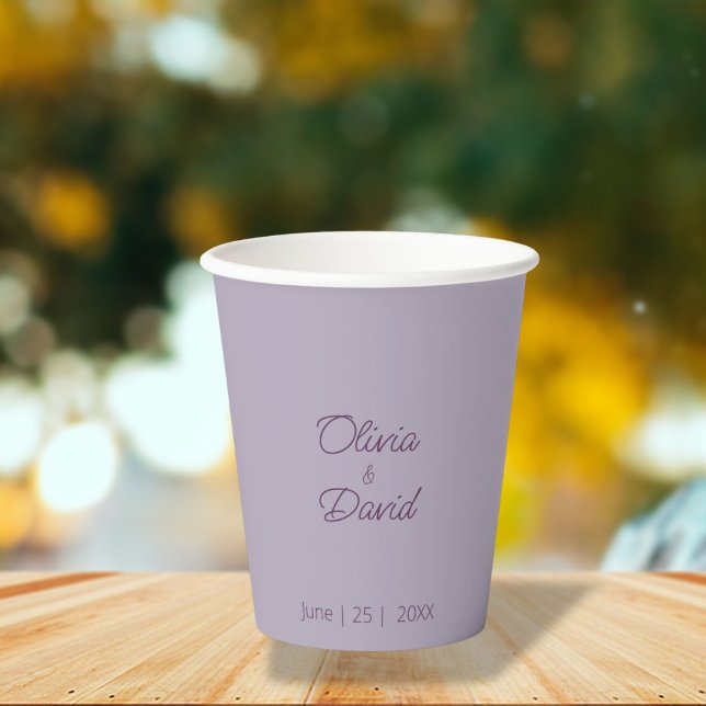 Elegante lilac Minimalistisch Wedding Pappbecher (Von Creator hochgeladen)