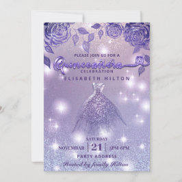 Elegante Lilac Rose Modernes Glitzer Kleid Einladung