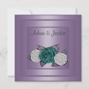 ELEGANTE LILAC TRIPLE ROSE WEDING INVITATION EINLADUNG