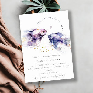 Elegante Lilac Watercolor Küstenfischerei Verlobun Einladung