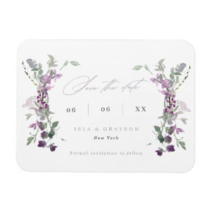 Elegante Lilac-Wildblumen, die das Datum speichern Magnet