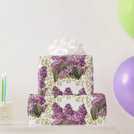 Elegante Lilacs mit Gold Filigree Floral Geschenkpapier