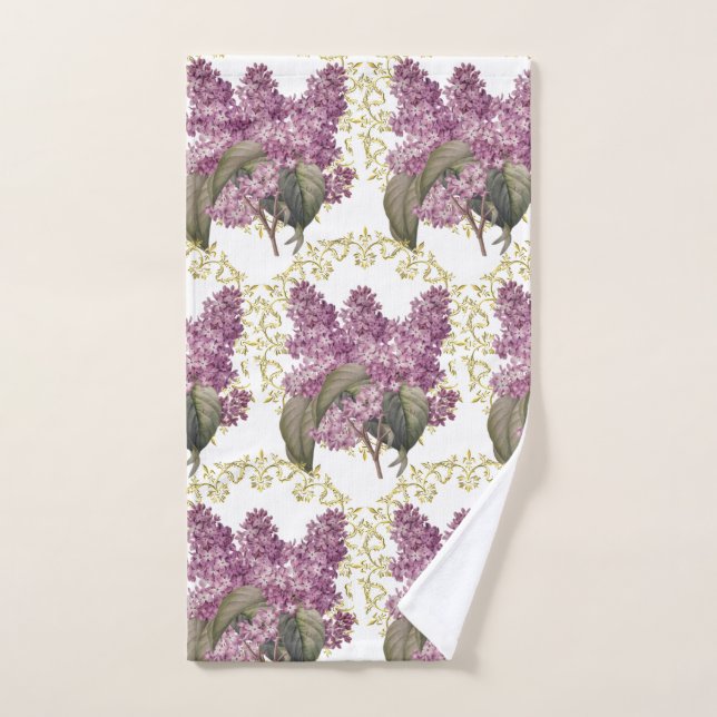 Elegante Lilacs mit Gold Filigree Gästebad Handtuch (Handtuch)