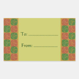 Elegante Lilie Red Green Geschenkklammer Rechteckiger Aufkleber