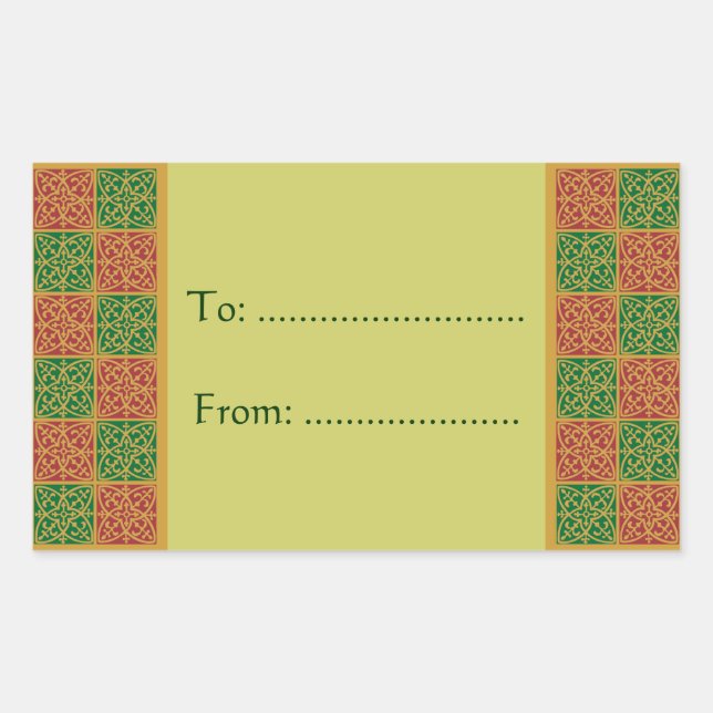 Elegante Lilie Red Green Geschenkklammer Rechteckiger Aufkleber (Vorderseite)