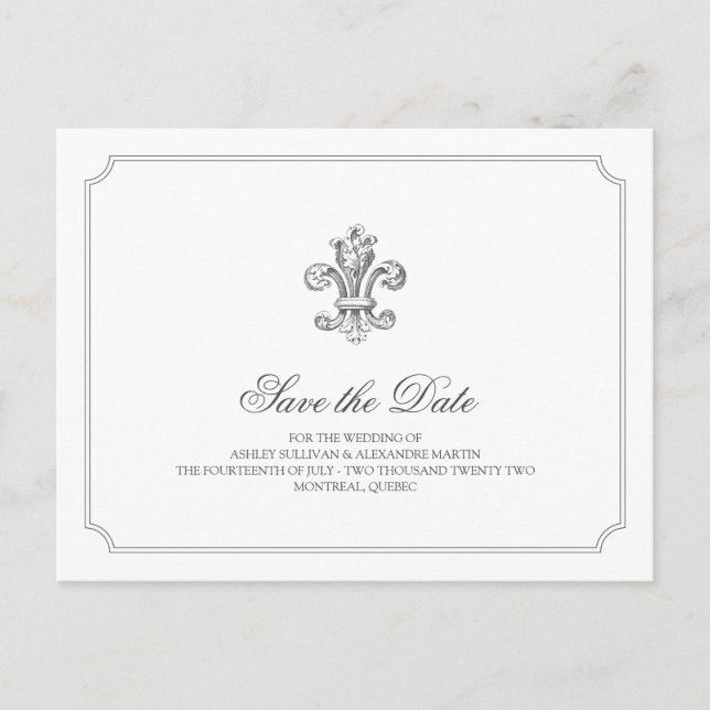 Elegante Lilie Save the Date 2 Ankündigungspostkarte (Vorderseite)