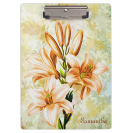 Elegante Lily-Blume Ihren Namen hinzufügen Klemmbrett