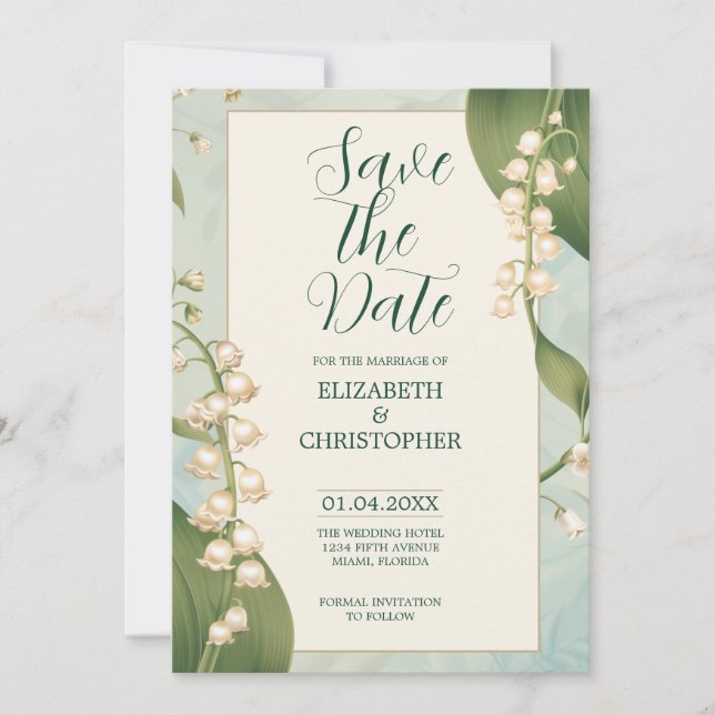 Elegante Lily im Tal Save the Date Hochzeit Einladung (Vorderseite)