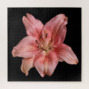 Elegante Lily-Kollektion auf Schwarz Puzzle