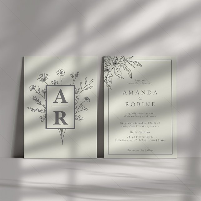 Elegante Lily Line Einladung zur Hochzeit (Von Creator hochgeladen)