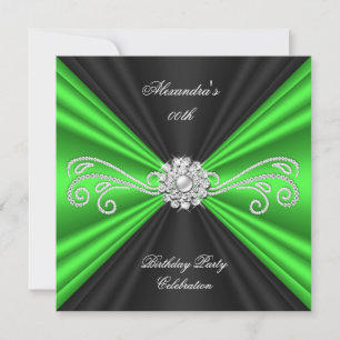 Elegante Lime Green Black Diamond Geburtstagsparty Einladung