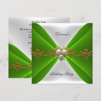 Elegante Lime Green Geburtstag Gold Jewel White Si Einladung